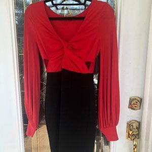 Arden B Red and Black Dress, Size Small